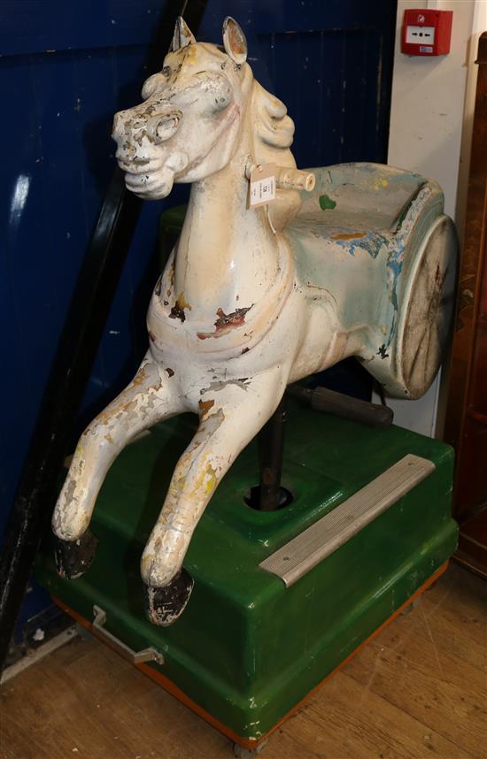 A vintage ex coin-operated childs rocking horse W.100cm